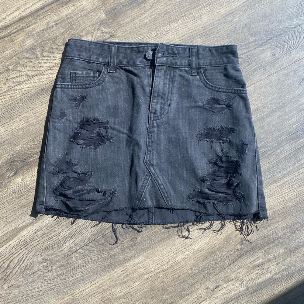 High Rise Denim Mini Skirt